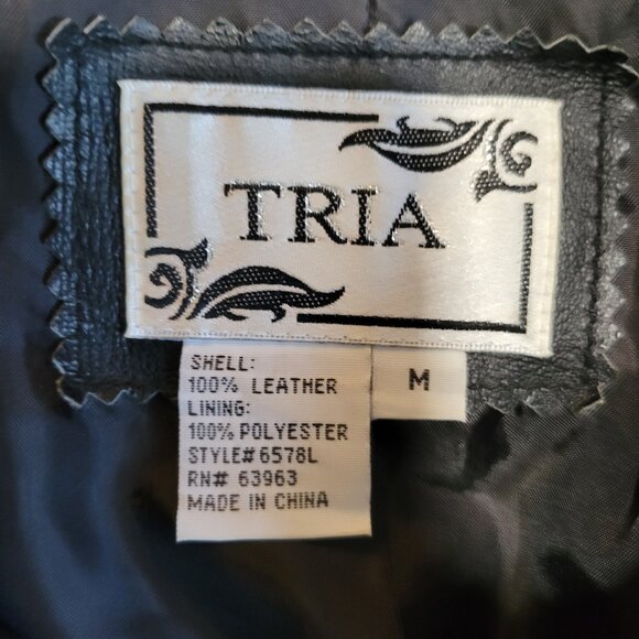 TRIA Women's Black Leather Jacket Zip Suede And Leather Size Medium Lined EUC - Picture 4 of 14